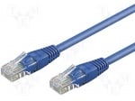 Кабел U/UTP5-CCA-100BL Patch cord; U/UTP; 5e; свързване 1:1; многожичен; CCA; PVC; син; 10m
